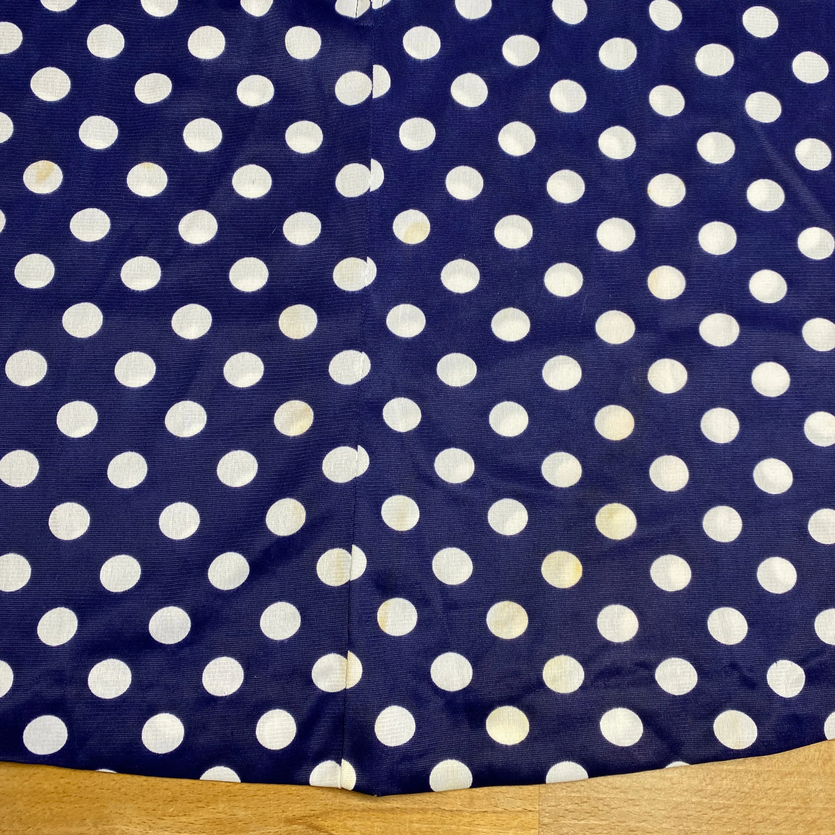 60s 70s Navy Blue Polka Dot Mini Skirt - Extra Small, 25"