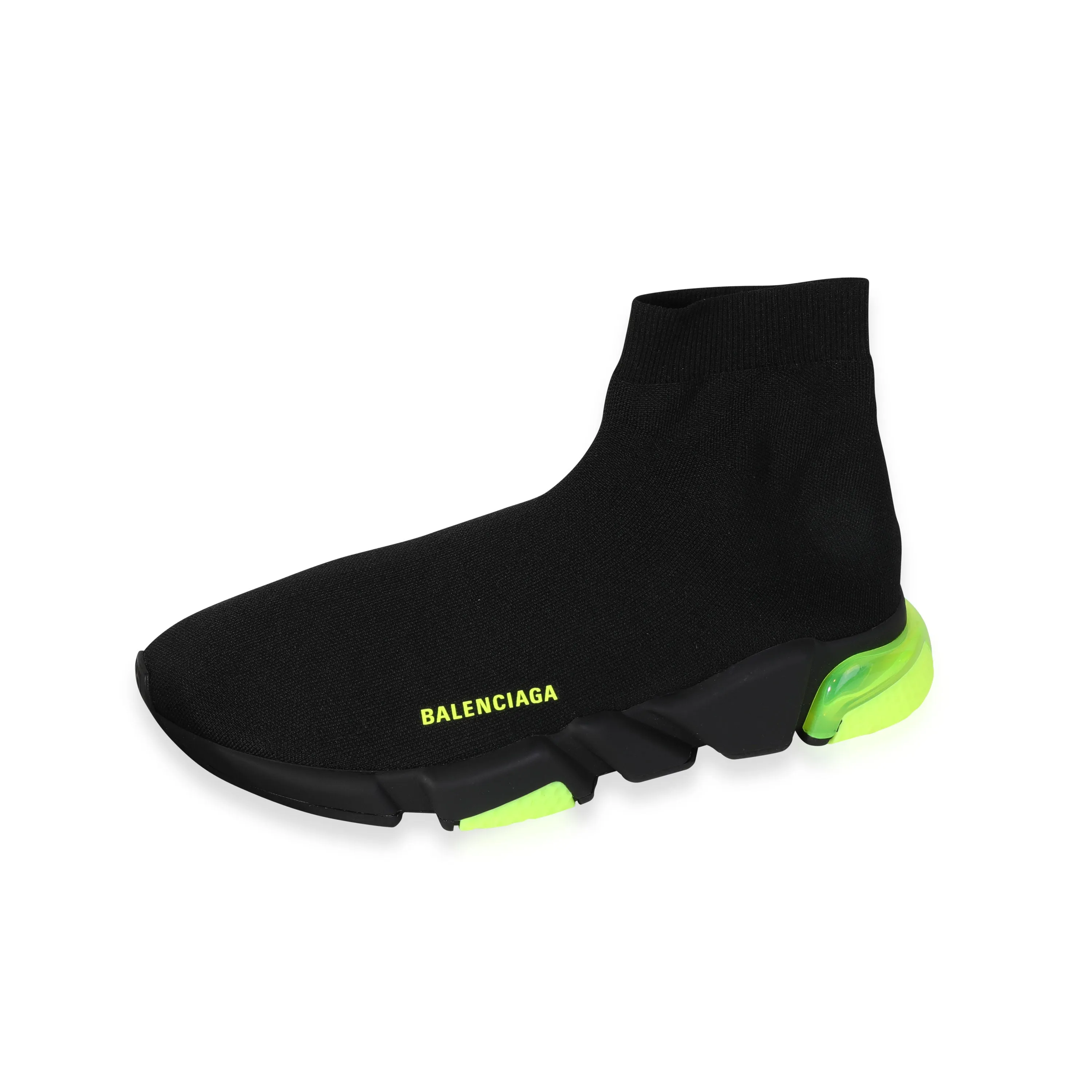 Balenciaga Speed Trainer with Clear Sole in Fluorescent Black Yellow - UK Size 45