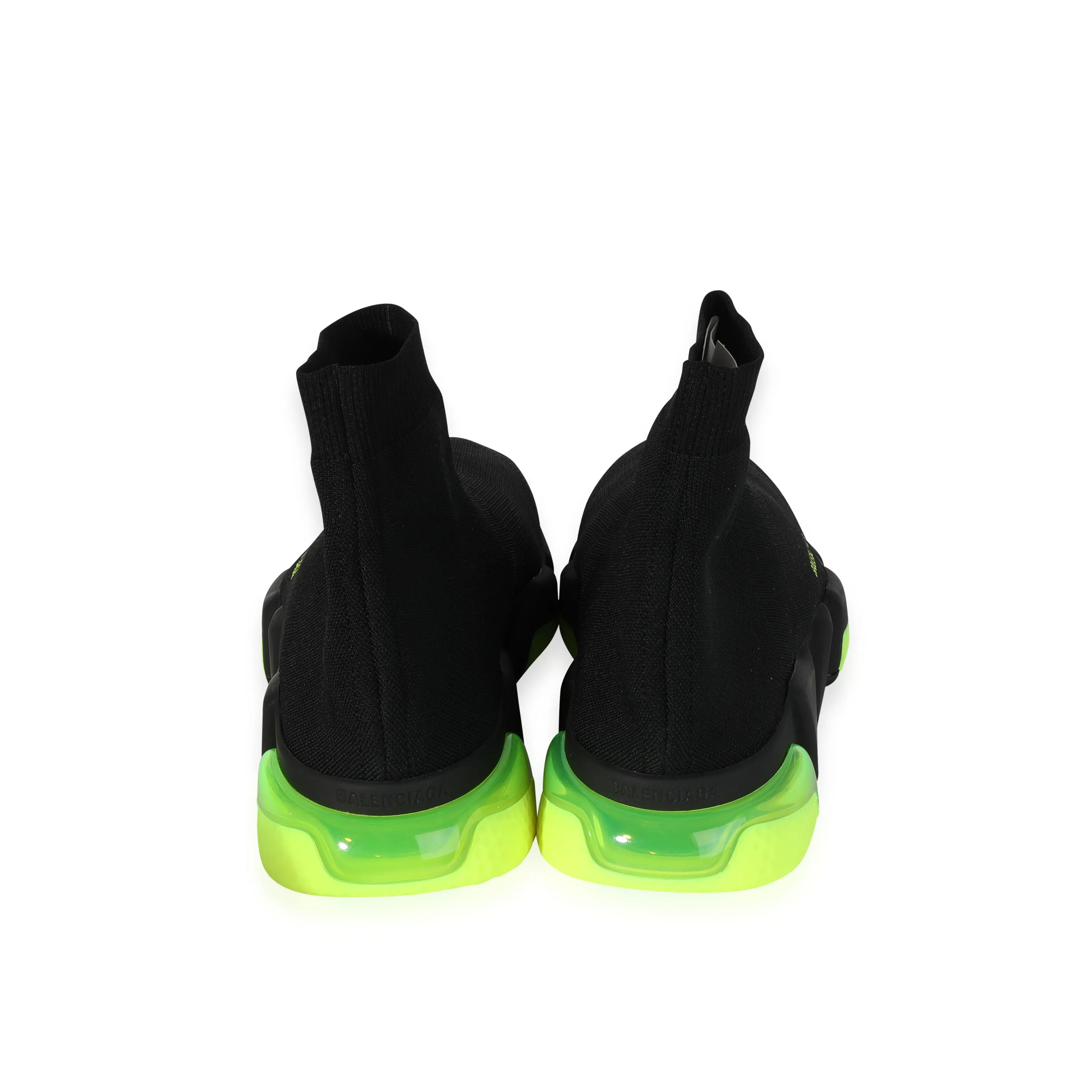 Balenciaga Speed Trainer with Clear Sole in Fluorescent Black Yellow - UK Size 45