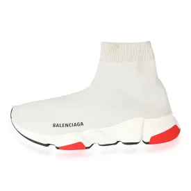 Balenciaga Speed Trainer in Sleek Grey and Vibrant Red - High-Performance Fashion Sneakers