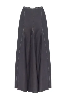 BLACK A-LINE ZIG-ZAG MAXI SKIRT