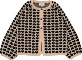 Black and Beige Heart Gulsah Cardigan