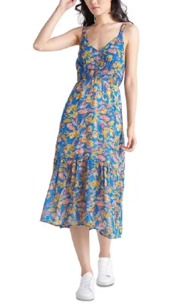 Black Tape Women's Tiered Floral A Line Dress Blue Size Medium