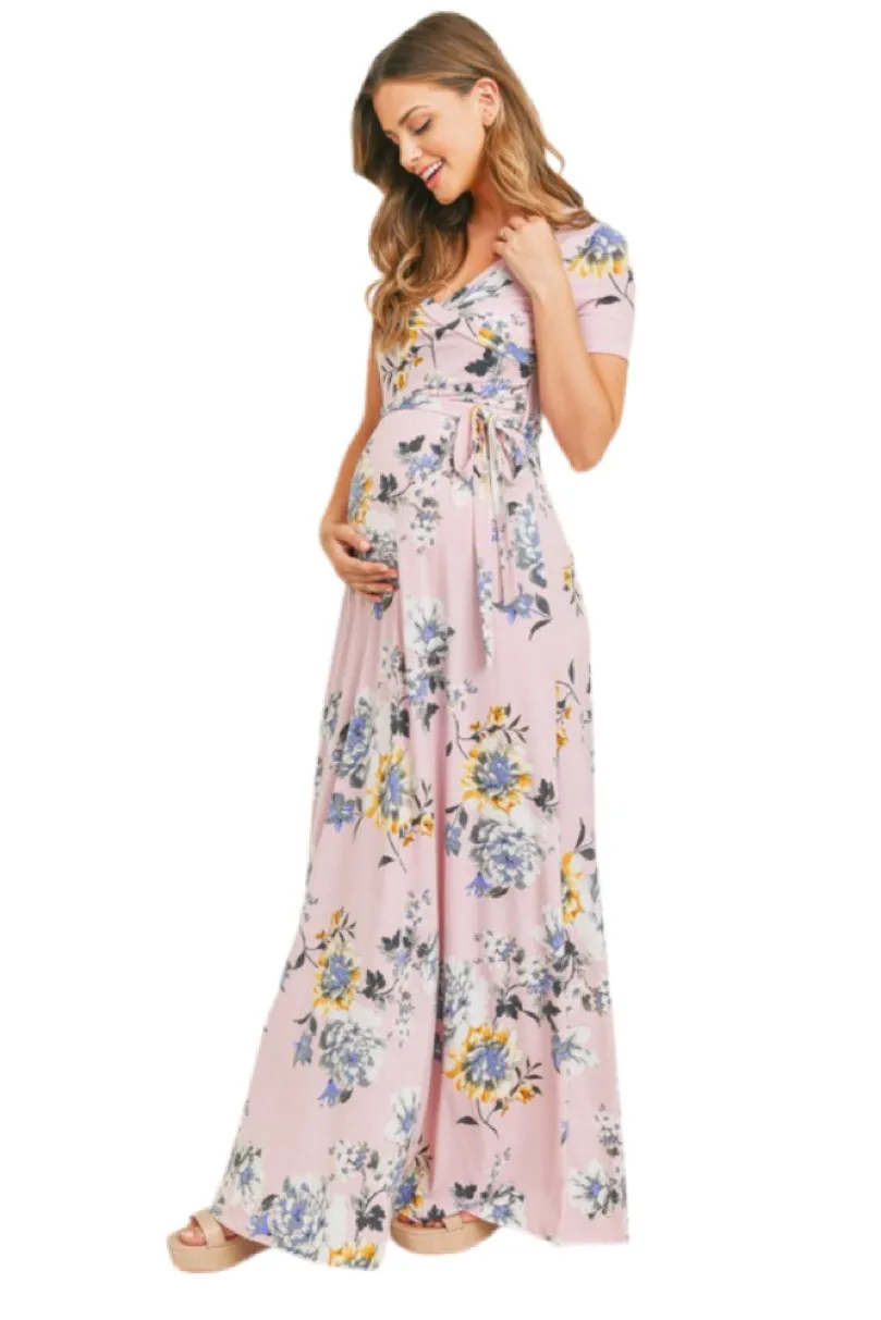 Blush Floral Maternity Nursing Dress Style 2193