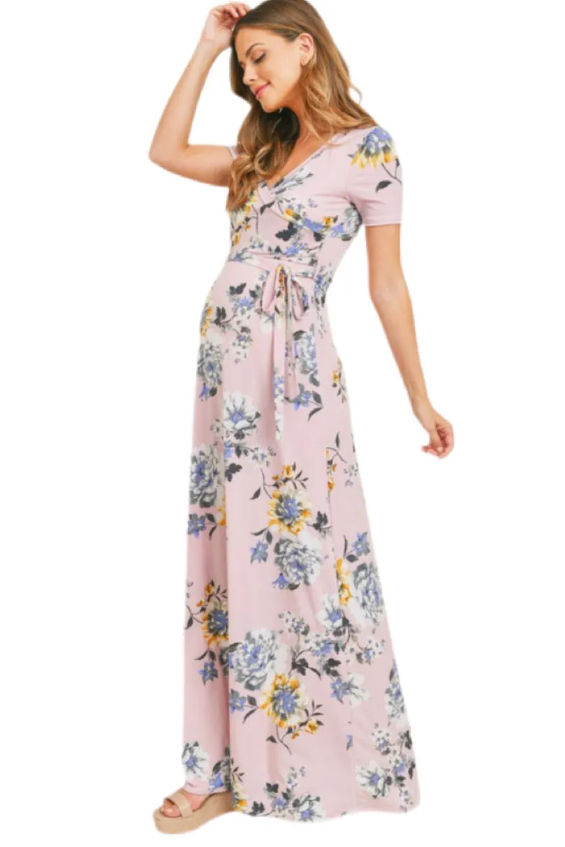 Blush Floral Maternity Nursing Dress Style 2193