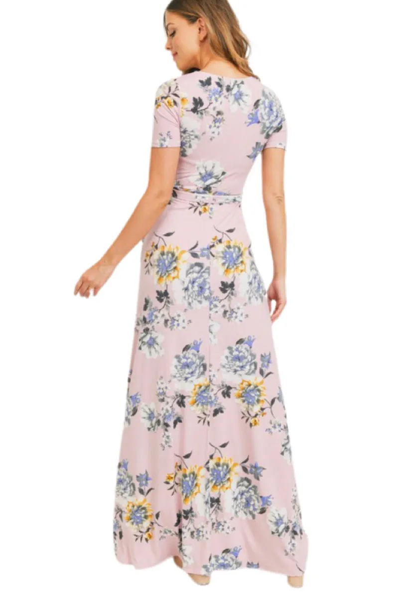 Blush Floral Maternity Nursing Dress Style 2193