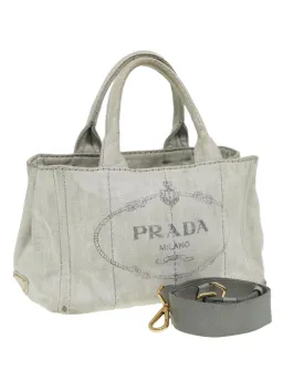 Canvas 2Way Hand Bag in Gray by Prada