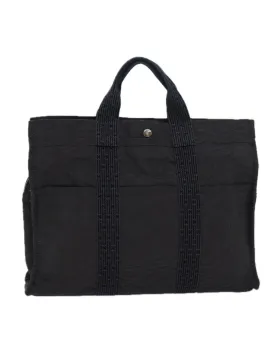 Canvas Hand Bag with Handles and Pocket Detailing