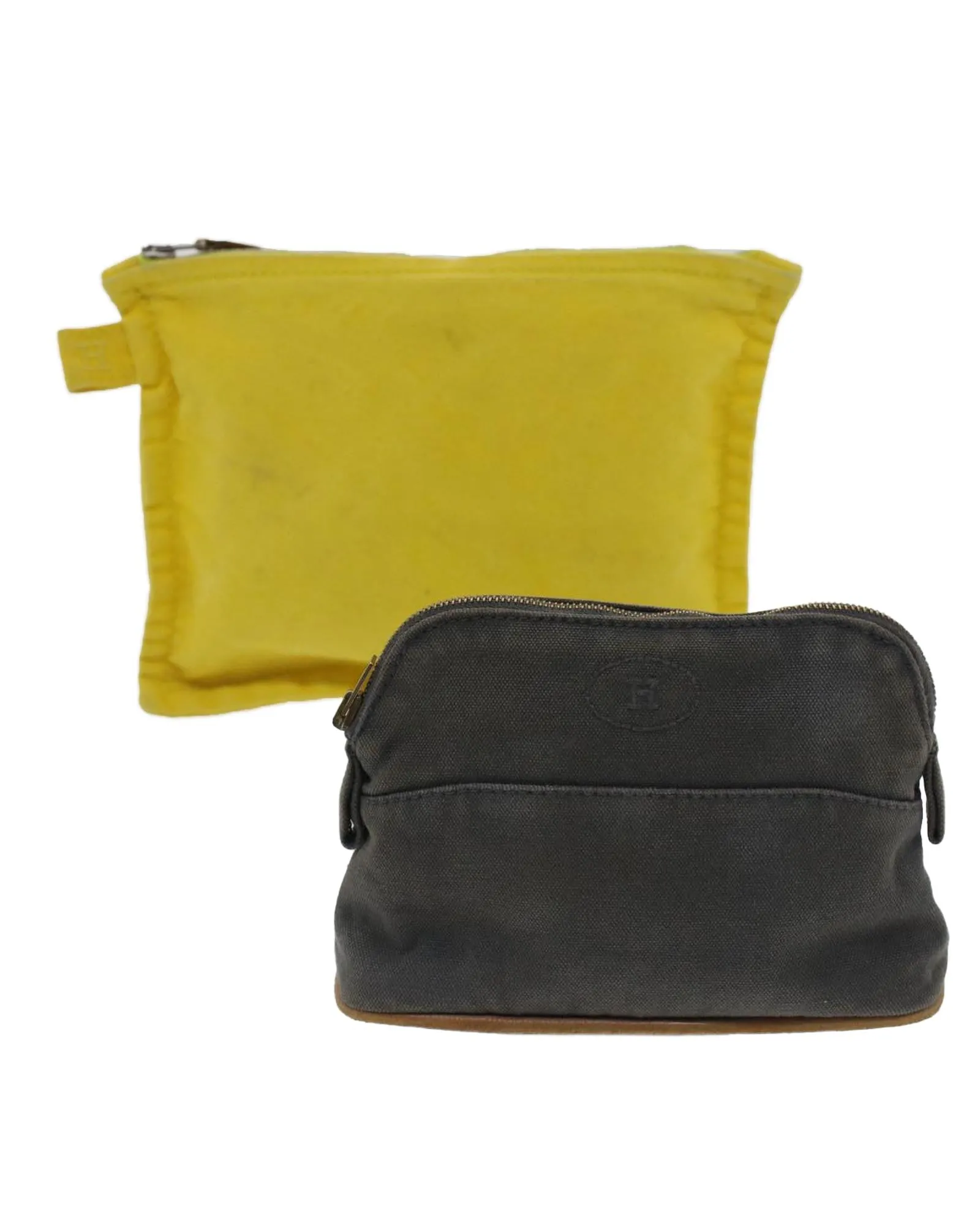 Canvas Yellow Gray Pouch Set - Authenticated (bs7475)