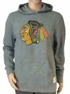 Chicago Blackhawks Retro Brand Light Gray Big Logo Hoodie Sweatshirt