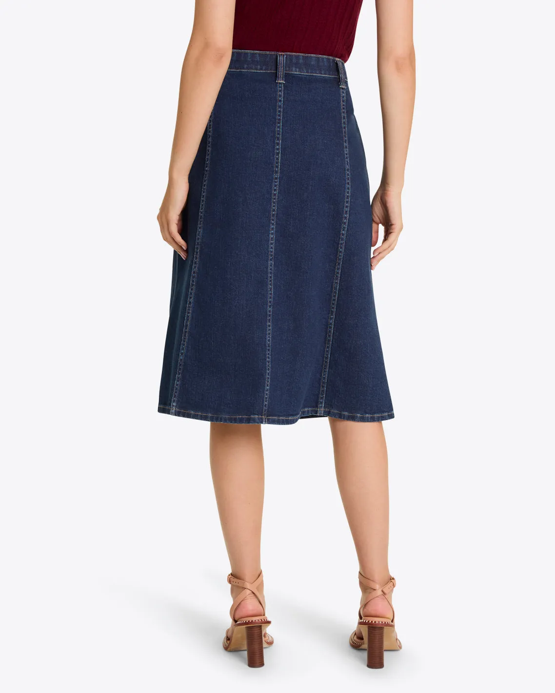 Denim Seamed Skirt