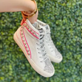 Electric Ave White and Pink Vintage Havana High Top Sneaker