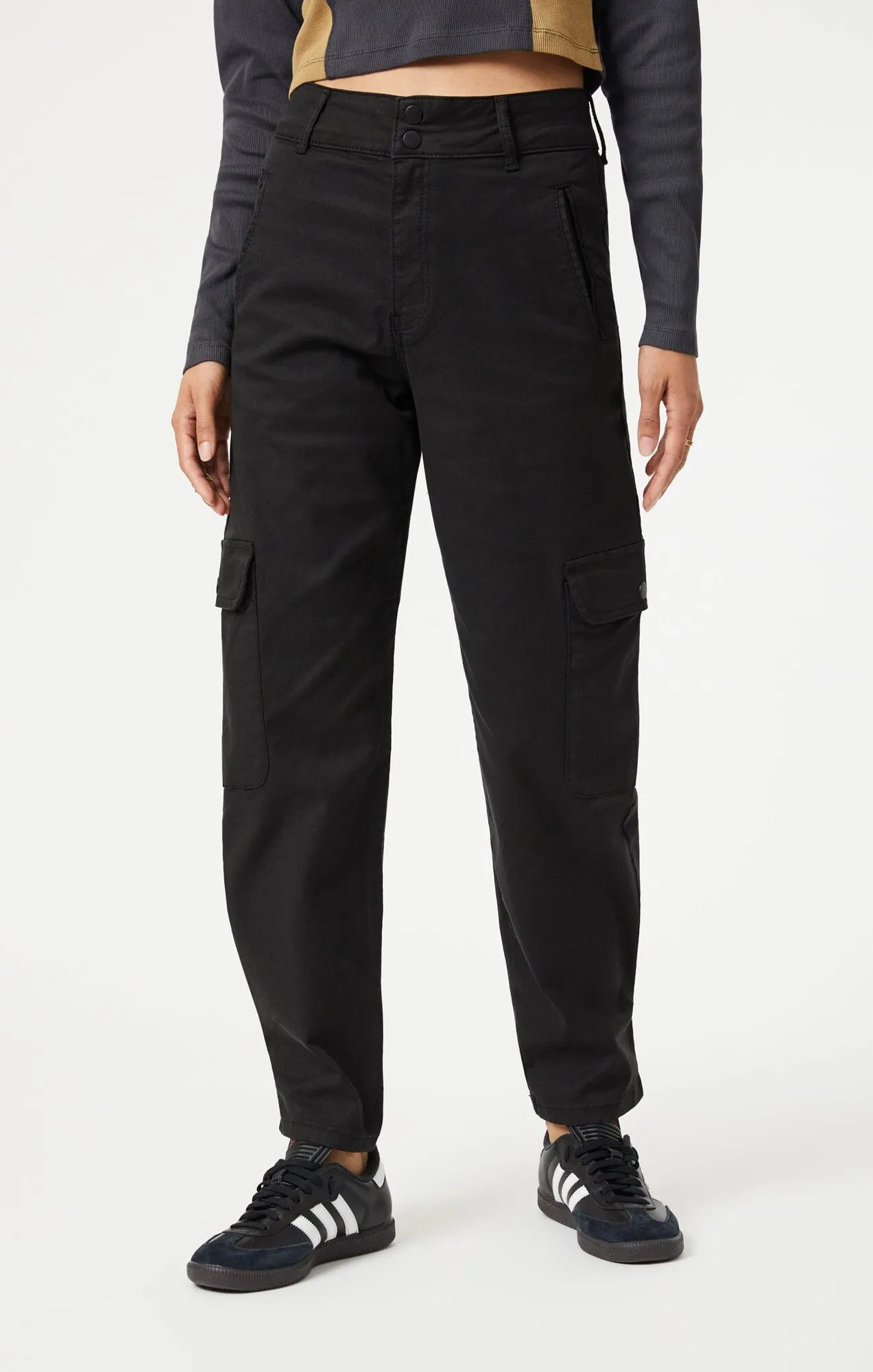 ELSIE CARGO PANTS IN BLACK LUXE TWILL