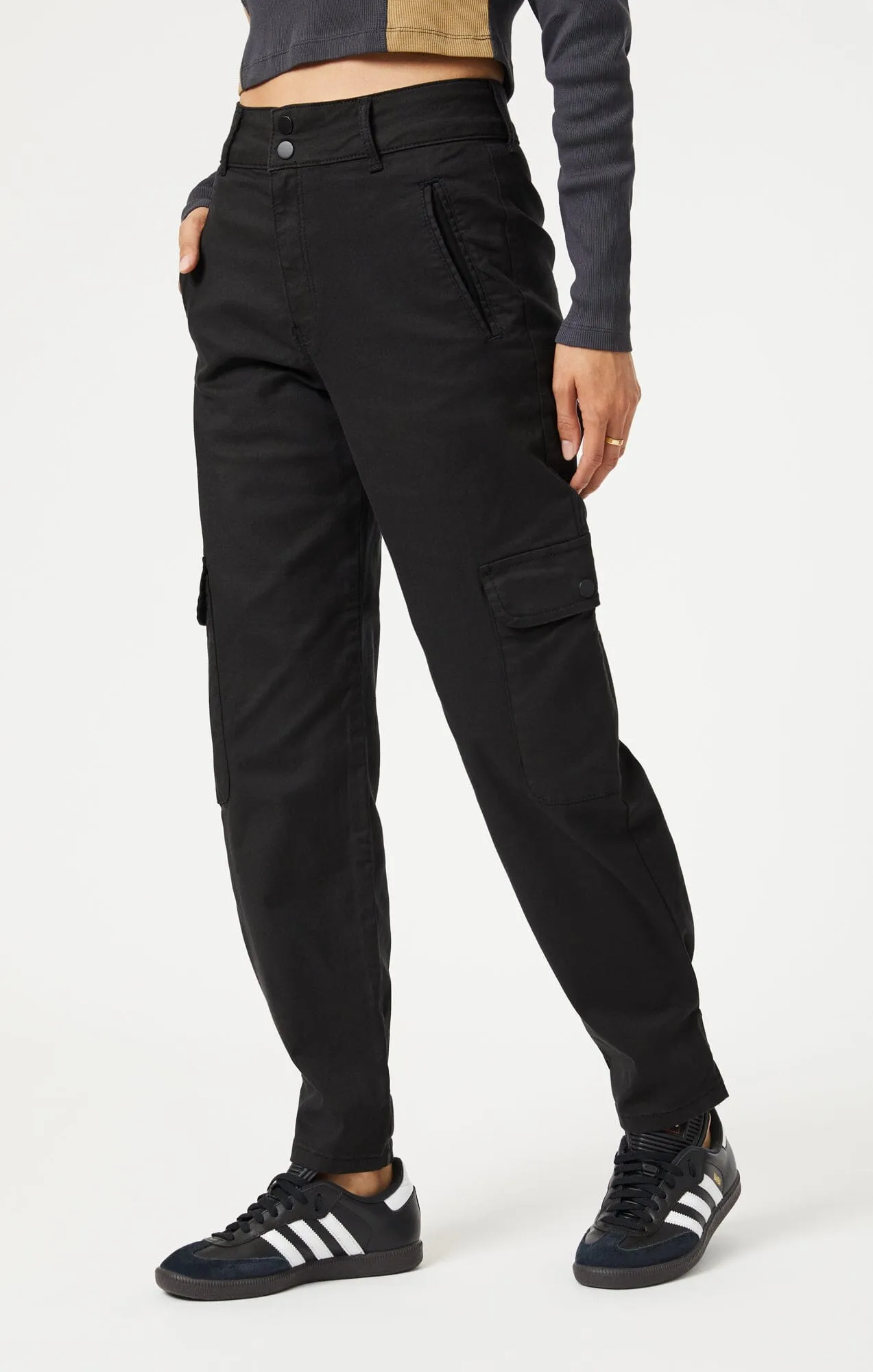 ELSIE CARGO PANTS IN BLACK LUXE TWILL