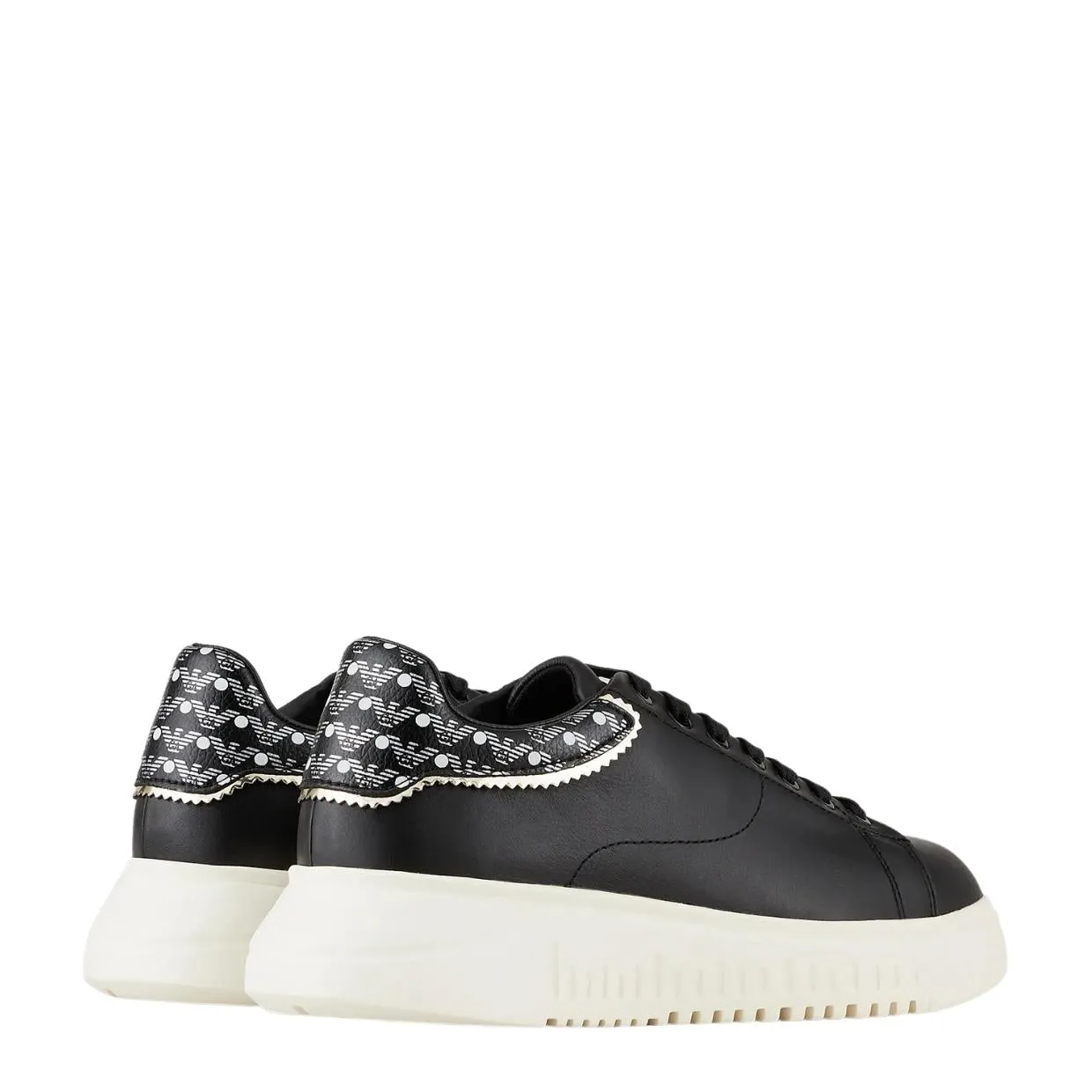 Emporio Armani Black Heel Monogram Sneakers