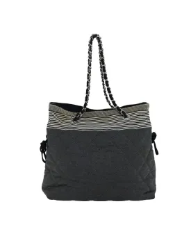 Gray Canvas Matelasse Chain Tote with COCO Mark by Chanel