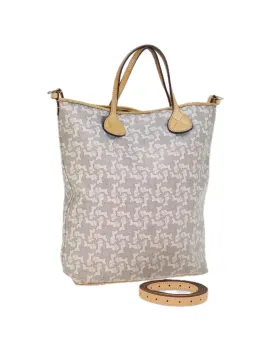 Gray Horse Carriage Canvas Tote Bag with Leather Trim