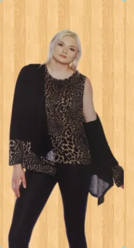 Papa fashions leopard Cardigan with camisole