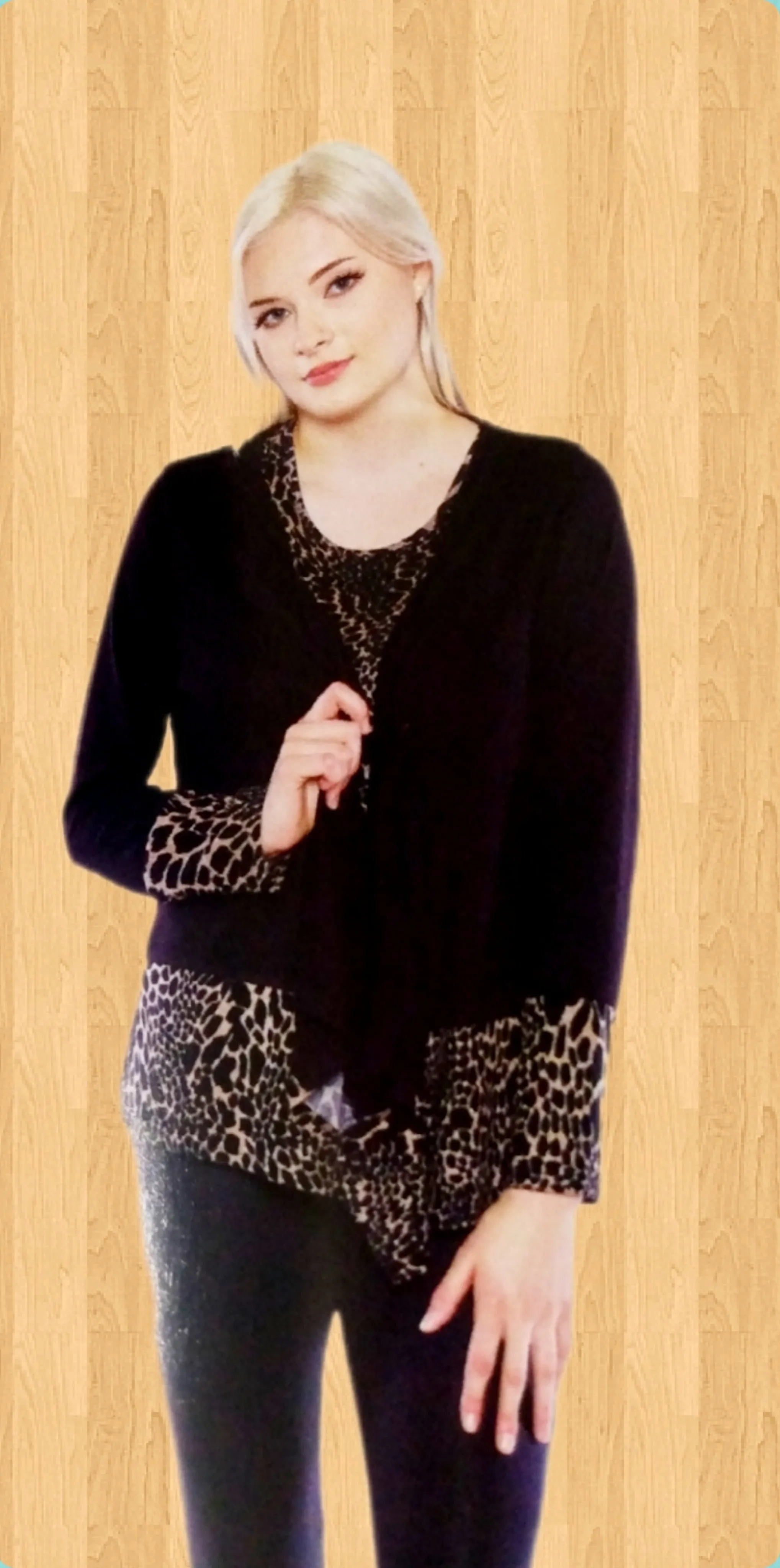 Papa fashions leopard Cardigan with camisole