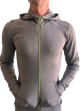 PERFORMANCE-premium Form-fit Crossover Yoga Track Hoodie (Dark Gray Heather)