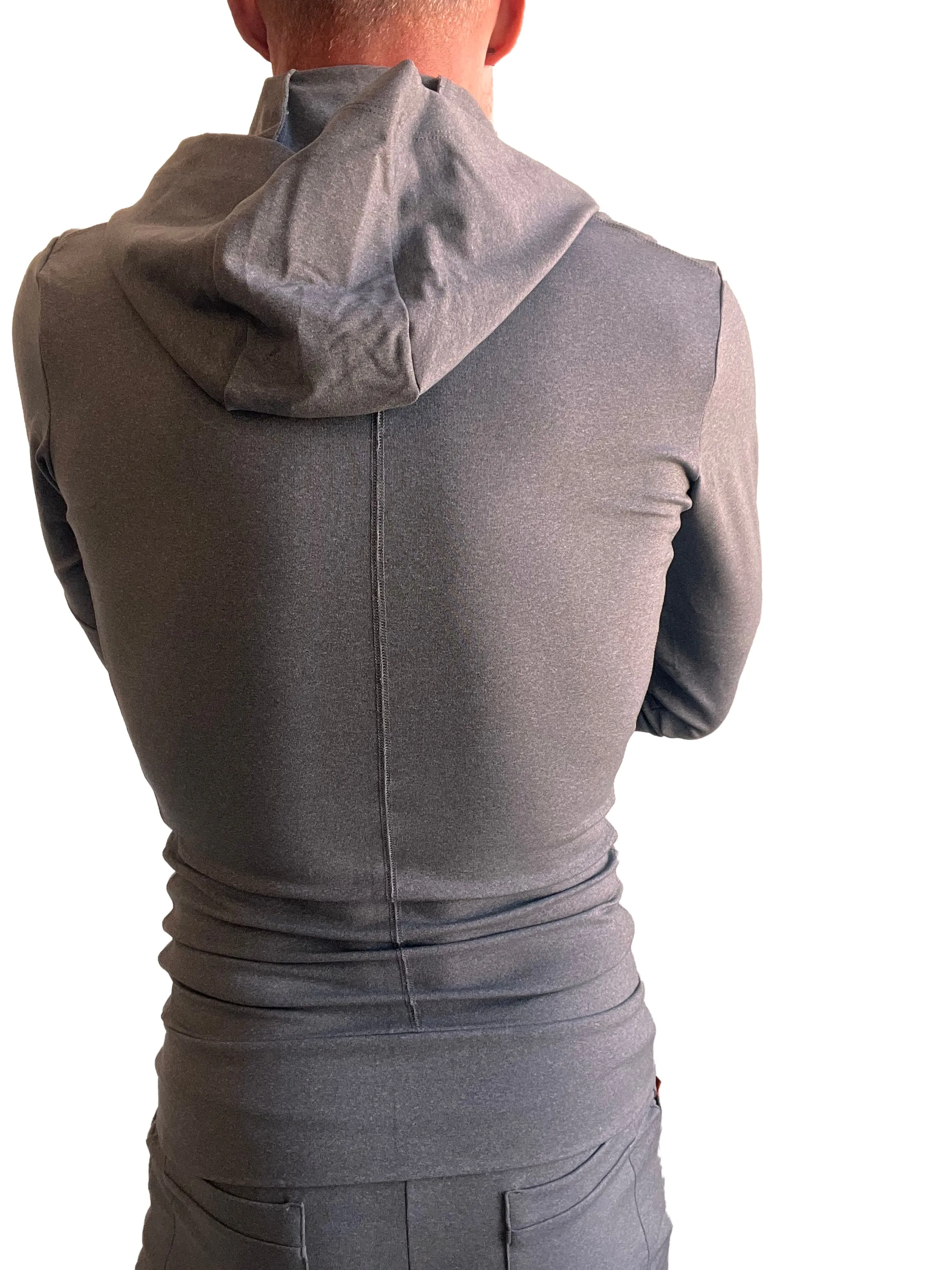 PERFORMANCE-premium Form-fit Crossover Yoga Track Hoodie (Dark Gray Heather)