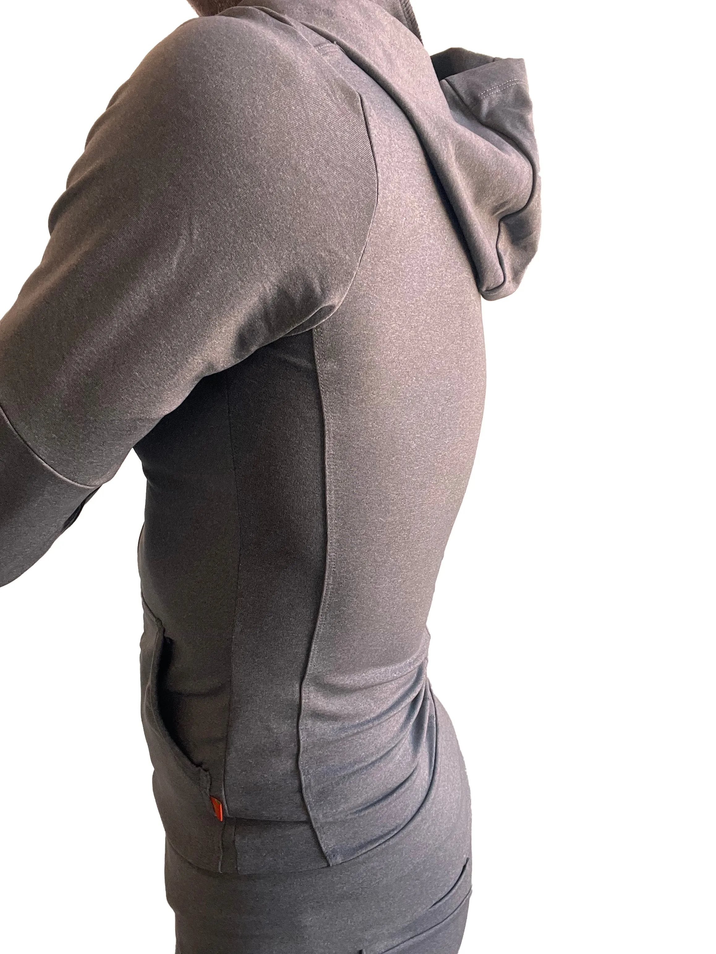 PERFORMANCE-premium Form-fit Crossover Yoga Track Hoodie (Dark Gray Heather)