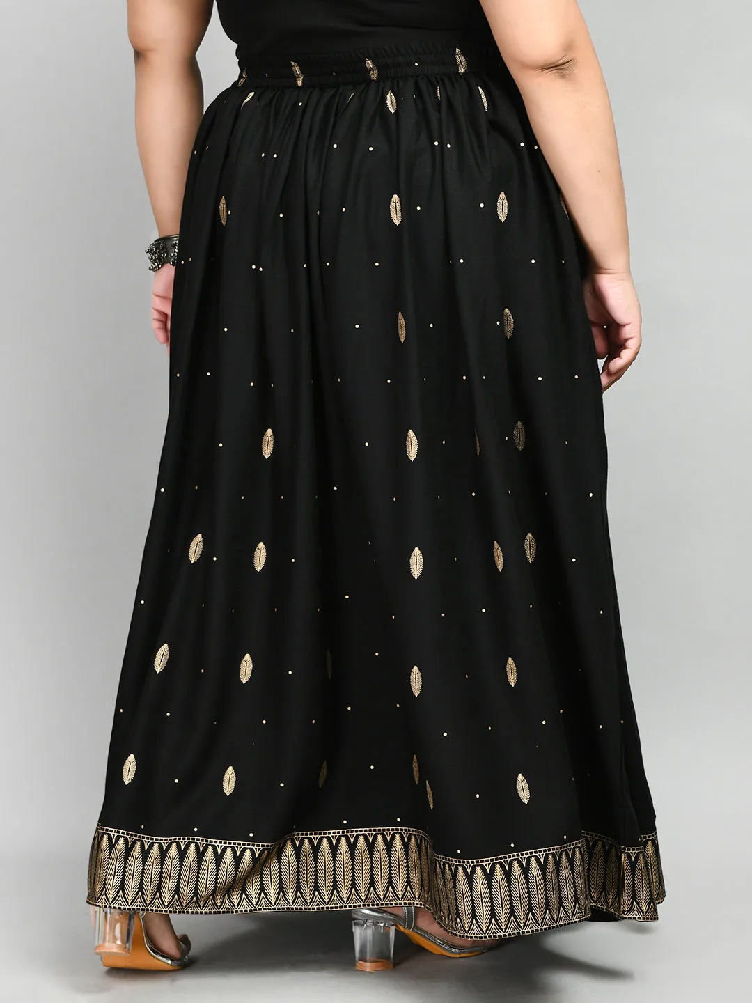 Plus Size Ziya Black Plus Size Gold Skirt