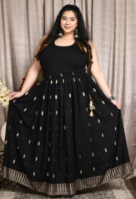 Plus Size Ziya Black Plus Size Gold Skirt