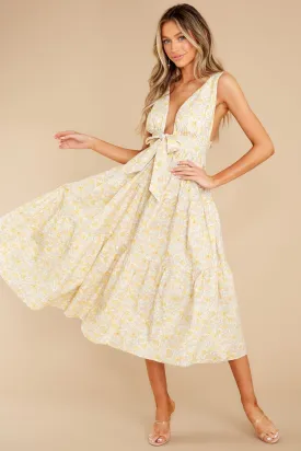 Shine Through It Yellow Floral Print Cotton Midi Dress