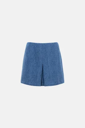 STONE JACQUARD DENIM SKIRT BLUE